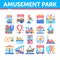 Amusement Park And Attraction Icons Set Vector