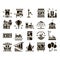 Amusement Park And Attraction Icons Set Vector