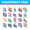 Amusement Park And Attraction Isometric Icons Set Vector