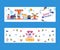 Amusement park banner, vector illustration. Flat icons for summer fairground, carousels and attractions. Fun activity