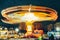 Amusement Park And Carousel At Night, Long Exposure Motion Blur Entertainment Carnival Enjoyment Concept