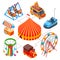 Amusement park and circus isometric vector concept