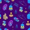 Amusement Park Concept Seamless Pattern Background 3d Isometric View. Vector