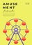 Amusement park festive minimal trendy vertical poster with ferris wheel. Carnival funfair minimalistic creative design