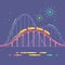 Amusement park flat illustration. Roller coaster