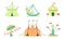 Amusement Park Icons Set, Carnival, Festival Funfair Attractions Vector Illustration