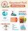 Amusement park infographics. Cartoon vector illustration