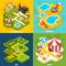 Amusement Park Isometric 4 Icons Square