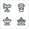 Amusement park line icons. linear set. quality vector line set such as carousel, fair ship, coffee