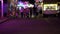 Amusement park at night city friends silhouettes