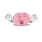 An amusing face human brain cartoon design with tongue out