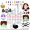 Amusing halloween crossword for kids vector