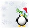 Amusing penguin with Santa Claus hat