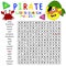 Amusing pirate word search puzzle square vector worksheet for children