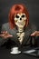 Amusing skeleton with red hair - Halloween