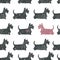 Amusing vector black Scottish Terriers seamless pattern