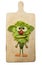 Amusing vegetable monster made on cutting board