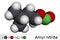 Amyl nitrite, isoamyl nitrite, isopentyl nitrite, molecule. It is popper, vasodilator agent, antihypertensive medicine. Molecular