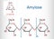 Amylose molecule. It is a polysaccharide and one of the two components of starch. Structural chemical formula