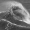 Amzing image of individual wave breaking and cresting during violent windy storm in black and white with superb detail