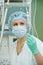 Anaesthesiologist doctor at cardiac operation