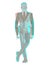 Anaglyph 3D male businessman and robot. In minimalist style Cartoon flat raster