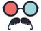 Anaglyph effect on glasses and moustache