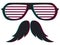 Anaglyph effect on glasses and moustache