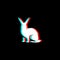 Anaglyph effect of the rabbit logo on a black background. For printing on clothing, the symbol of the organization.