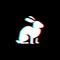 Anaglyph effect of the rabbit logo on a black background. For printing on clothing, the symbol of the organization.