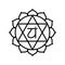 Anahata icon. The fourth heart chakra. Vector black line symbol. Sacral sign. Meditation