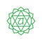 Anahata icon. The fourth heart chakra. Vector green line symbol. Sacral sign. Meditation