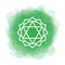 Anahata icon. The fourth heart chakra. Vector green smoky circle. Line symbol. Sacral sign. Meditation