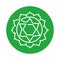 Anahata icon. One line. The fourth heart chakra. Vector green line symbol. Sacral sign. Meditation