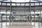 ANAHEIM, CALIFORNIA - 18 APR 2023: Interior of the Anaheim Regional Transportation Intermodal Center, ARTIC, Doors leading to the