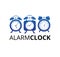analog alarm clock vector logo design illustration