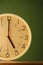 An analog clock at five o\'clock position