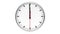 Analog clock on a white background, one minute to twelve hours. Second hand moves exactly one minute