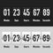 Analog counter, mechanical display countdown, black and white variants. Vector illustration realistic
