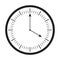 Analog Round Wall Clock Icon. Black and white analog wall clock icon showing time 4pm isolated on a white background. EPS Vector