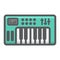 Analog synthesizer filled outline icon, music