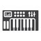 Analog synthesizer glyph icon, music instrument