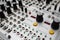 Analog synthesizer , knobs macro on music equipment