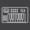 Analog synthesizer line icon, music and instrument