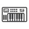 Analog synthesizer line icon, music and instrument