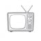 Analogue retro TV with antenna, channel and signal selector. Outline. Vector illustration. Television box