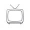 Analogue retro TV with antenna and plastic body. Outline. Vector illustration. Television box for news and show translation