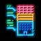 analysis of functions of parts of residential building neon glow icon illustration