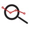 Analysis icon on white background. flat style. market research sign. magnifier symbol