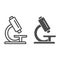 Analysis under microscope line and solid icon, Medical tests concept, laboratory equipment sign on white background